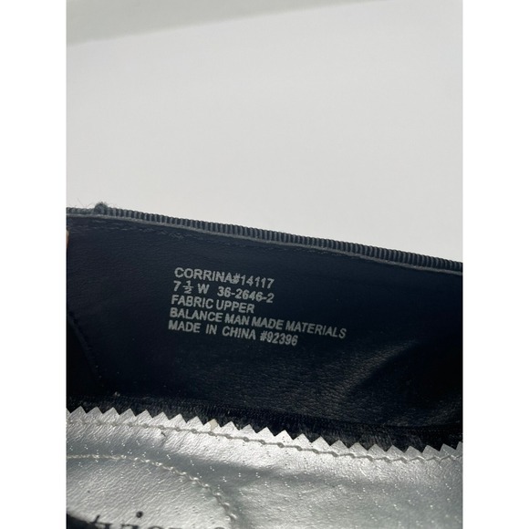 ComfortView 7.5 Black Crushed Velvet & Rhinestone Loafers - Picture 5 of 7